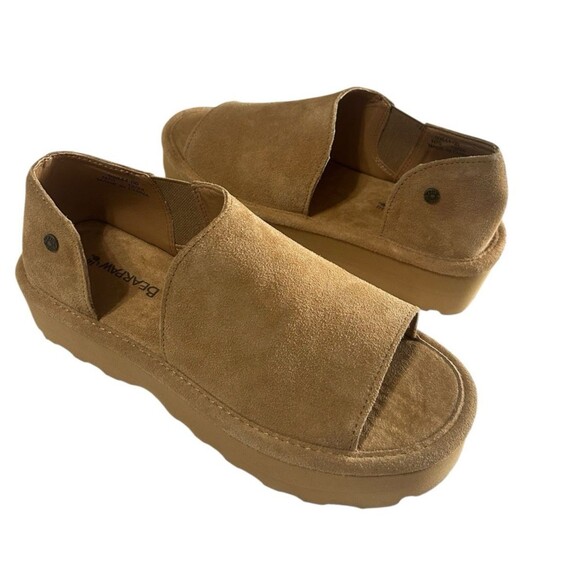BEARPAW Women's Suede Sail Wedge Tan Cushioned Comfort Sandals Sz 8.5 - Picture 3 of 15